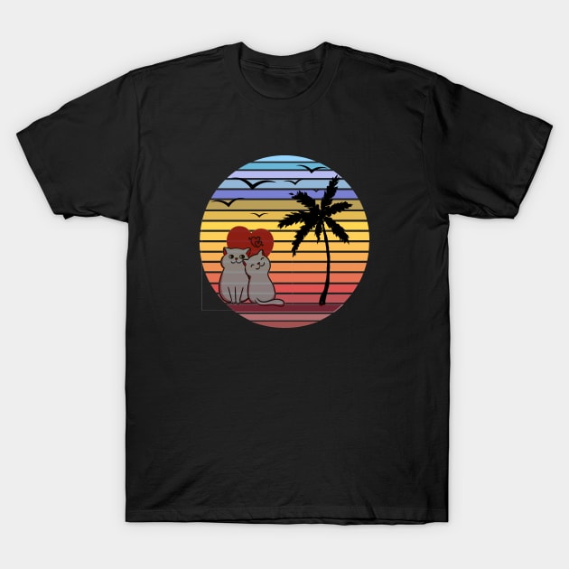 cute cat vintage retro style| cats lovers| cats lover,cat retro vintage sunset rainbow| T-Shirt by Mr.Dom store